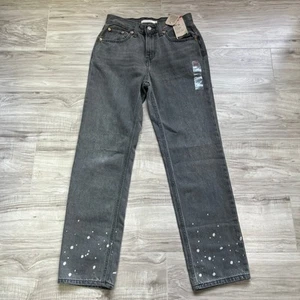 Levi’s Women's Low Pro Straight Leg Grey Denim Bleach Splatter Jeans Size W25 - Picture 1 of 12