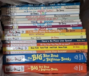 Bright & Early Beginning Book Lot of 19 Dr Seuss Tish Rabe Big Red & Blue Books - Picture 1 of 9