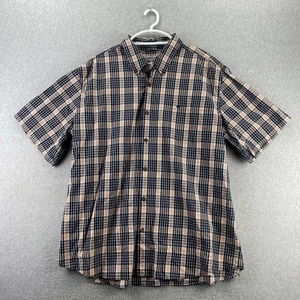 Camisa de algodón Carhartt 3XL azul marino naranja a cuadros con botones manga corta calce relajado - Imagen 1 de 9