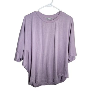 Zara T-Shirt Women's Small Crew Neck Dolman Slouchy Oversized Short Sleeve Top - Picture 1 of 10