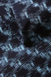 Japanese Fabric Cotton Vintage Kimono Antique Indigo Blue KASURI 61"/KHT35/90 - Picture 1 of 10