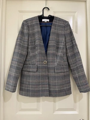 calvin klein 女式羊毛混纺西装夹克 4 码 — 第 1/4 张图片