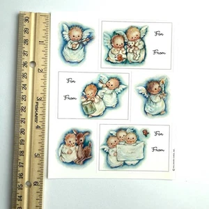 Vintage Hallmark Angel Sticker Sheet Mary Hamilton ? Christmas Gift Tag - Picture 1 of 4