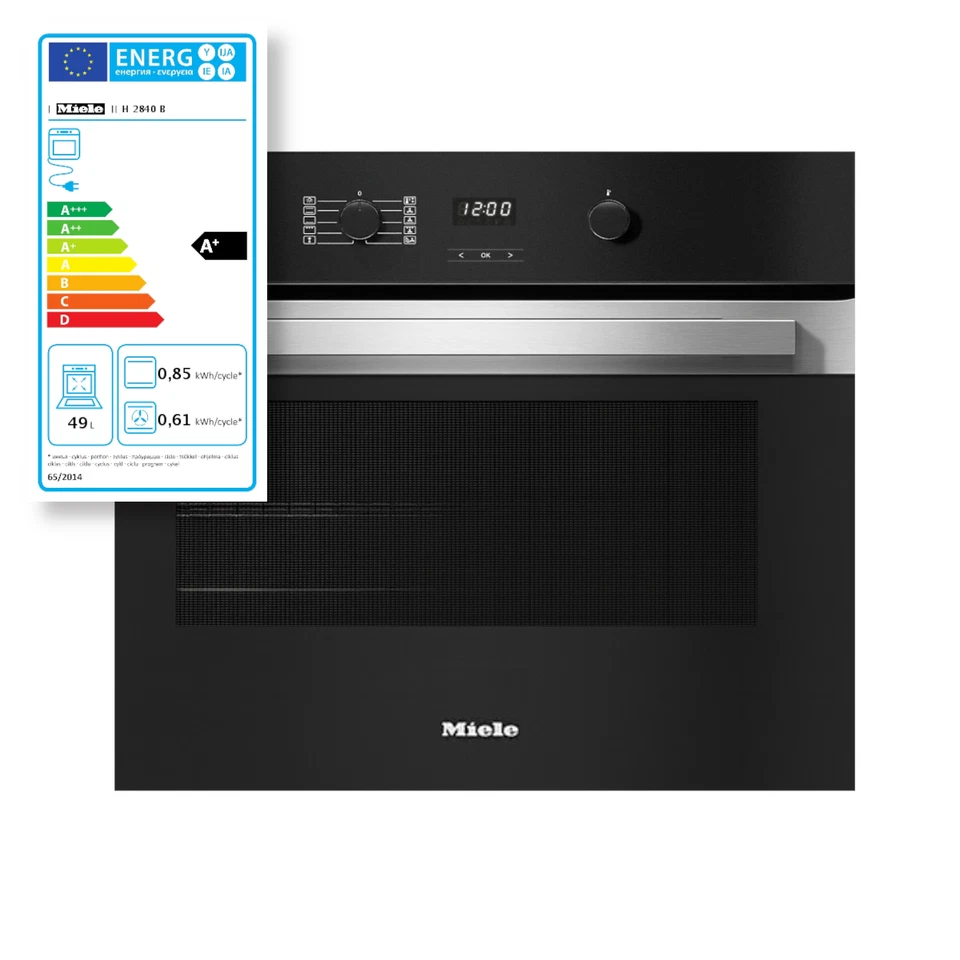 Miele H2840B Einbau Backofen 60x45cm 49L Heißluft Grill Edelstahl Schwarz A+ - Bild 1 von 1