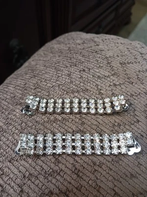 Винтажные клипсы для обуви MCM серебристые хрустальные стразы - Изображение 1 из 2