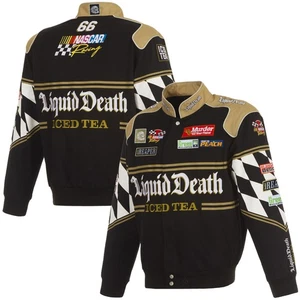 Men's JH Design Black NASCAR Liquid Death Full-Snap Twill Uniform Jacket - Picture 1 of 7