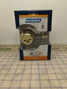 Schlage dead bolt lock bright brass finish lock key code A885822 - Picture 1 of 12