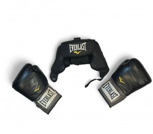 Everlast Boxhandschuhe & Kopfschutz Trainingsset - Schwarz Erwachsene Sparring/MMA - Bild 1 von 8