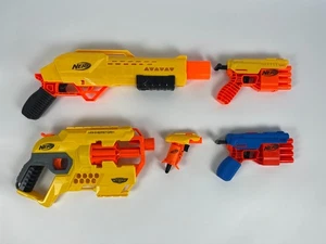 4x Pistolas NERF Alphastrike Escopeta Doble Pistola Hammerstorm Lote de Trabajo Amarillo Azul - Imagen 1 de 5