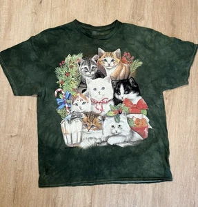 VTG The Mountain Cats Kittens Tie Dye T-Shirt  Y2K XL 2000’s Christmas Holiday - Picture 1 of 6