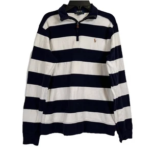 Polo Ralph Lauren Boys Striped Cotton Interlock Quarter-Zip Pullover XL- 18-20 - Picture 1 of 6