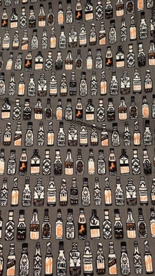 1 Yd 100% Cotton Dear Stella Beer Bottle Print Fabric Quilting Crafts - Imagem 1 de 3