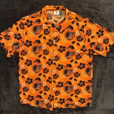 BALTIMORE ORIOLES O’s Hawaiian Shirt Button Up Size Adult XL 2023 SGA NEW! - Image 1 of 4