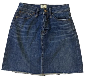 J. Minifalda vaquera azul cortada con dobladillo crudo Crew estilo #G1271 para mujer talla 24 - Imagen 1 de 15