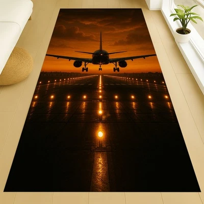 Alfombra de avión Sunset, alfombra de pista brillante, diseño de luz naranja, aviación moderna Foto 1 de 4