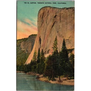 Vintage El Capitan Yosemite National Park California Linen Postcard 1949 A22 - Picture 1 of 2