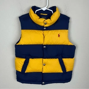 Polo Ralph Lauren Navy Gold Snap Puffer Vest Boys 6 - Picture 1 of 4