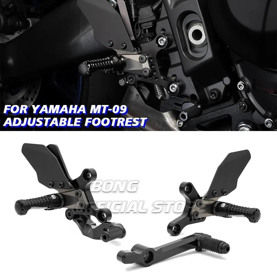 For Yamaha MT09 2024 2025 CNC Footpegs Pedals Adjustable Rearset Foot Rest MT-09 - Image 1 of 4