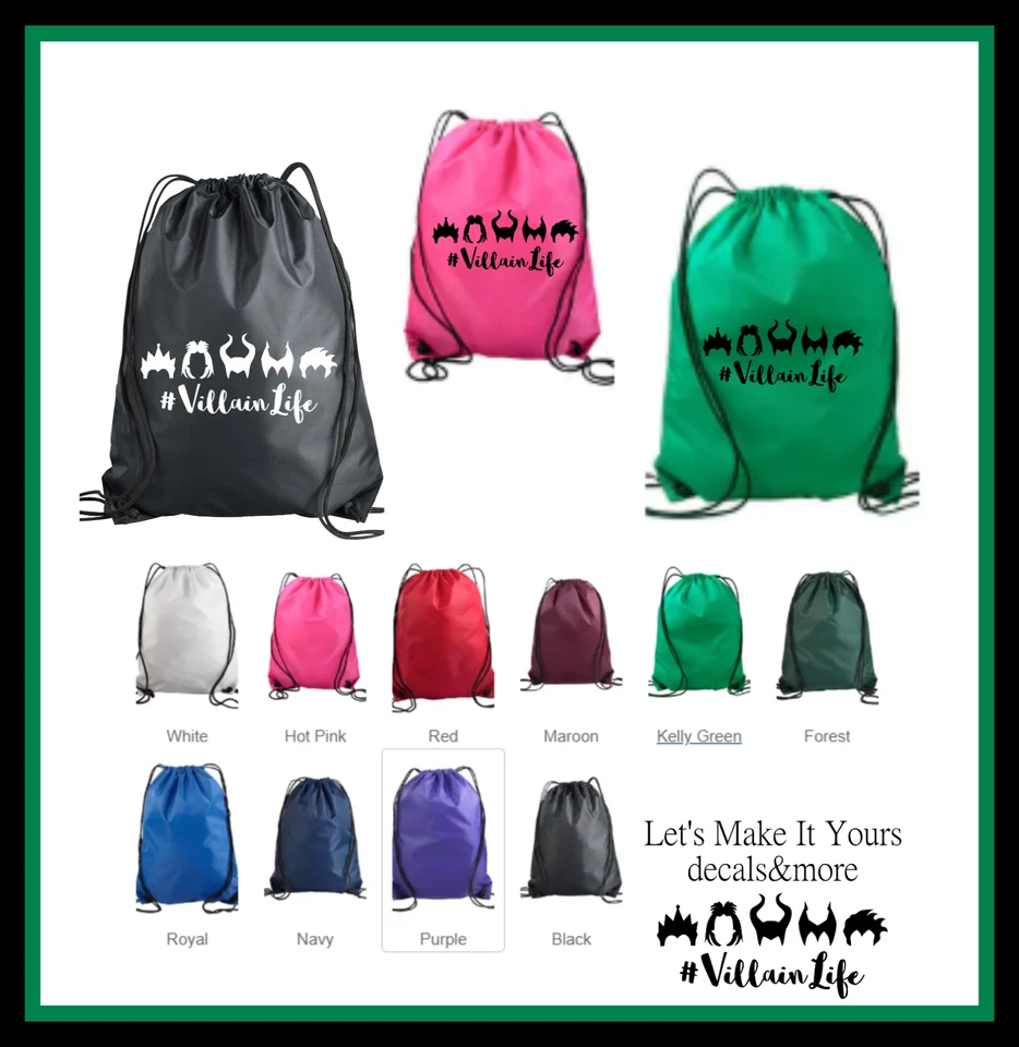 MOCHILA CON CORDÓN DE NAILON INSPIRADA EN LA VIDA DISNEY VILLAIN BOLSA DE REGALO BOLSO DE VIAJE Foto 1 de 1