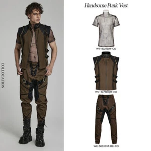 Punk Rave Black Coffee Gothic Handsome Punk Metal Zipper Casual Vest For Men - Picture 1 of 25