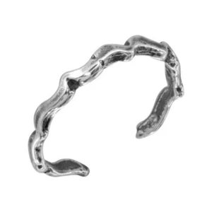 925 Sterling Silver Wave Design Adjustable Toe Ring / Finger Ring - Imagen 1 de 1