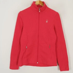 SPYDER Women Fleece Jumper Size M Full Zip Red Pockets Activewear - Picture 1 of 12