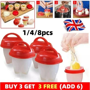 Hard Boiled Egg Boiler Cups Silicone Cooker Poacher Steamer Breakfast Daily Use - Picture 1 of 16