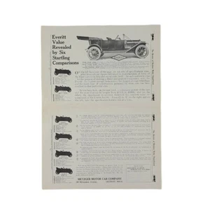 Detroit MI Everitt Metzger Ad Antique Original 1912 Motor Car Comparison Chart - Picture 1 of 12