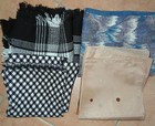 4 Bandana Schals Kopftuch Vintage 70er 80er Konvolut schwarz weiss beige blau