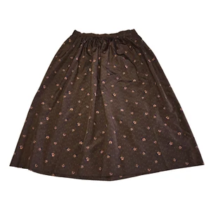 Vintage 70s Maxi Skirt Womens 12 Brown Polyester Cottagecore Flowy Boho Chaus - Picture 1 of 9