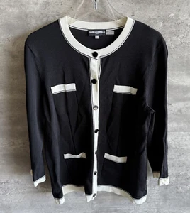 KARL LAGERFELD PARIS Contrast Trim Longline Rayon Blend Cardigan Size L - Picture 1 of 7