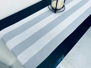 Mesa corredora de teflón a rayas gris y blanco para eventos de boda 12" de ancho cualquier longitud - Imagen 1 de 3