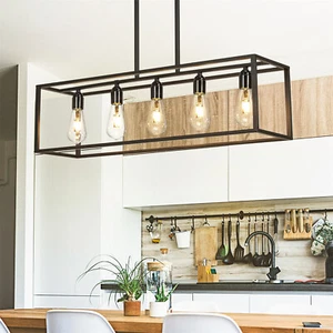 Vintage LED Lighted Chandelier Simple Pendant Ceiling Light for Kitchen Island - Picture 1 of 14