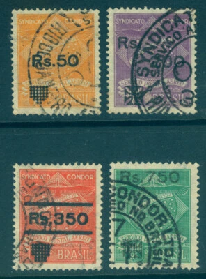 CORREO AÉREO BRASIL 1930 - Sindicato Cóndor - Sellos con recargo Sc 1CL10-1CL13 usados Foto 1 de 2