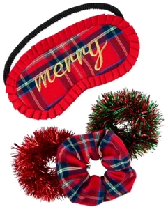 Sugar And Jade One Size Classic Red Christmas Merry Eye Mask And Scrunchie Set - Picture 1 of 5