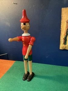 Vintage Pinocchio Made in Italy Giocattoli Brevettati Galetti Wooden Toy 29cm - Picture 1 of 10