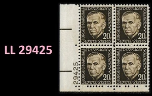 US 1289 George C Marshall 20c plate block LL 29425 MNH 1967 - Picture 1 of 1