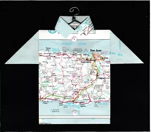 Origami Map Shirt Puerto Rico, San Juan, Caguas, Guaynabo, Bayamon, Salinas - Picture 1 of 2