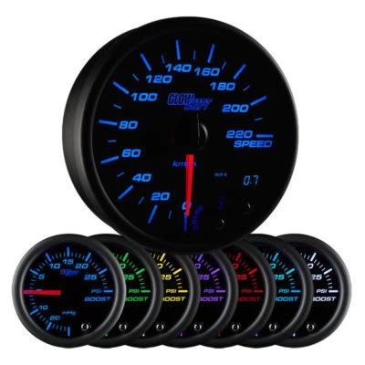 Glow Shift Black 7 Color 3 3/4" In-Dash Kilometer Speedometer Gauge GS-C717-KM - Image 1 of 4