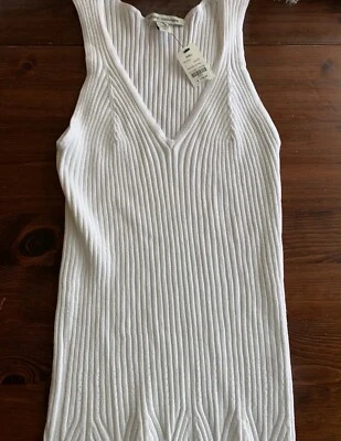 Camiseta sin mangas Otoño Cashmere Pointelle Rib Blanca Talla L Nueva con etiquetas Foto 1 de 4