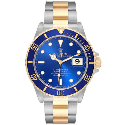 Rolex Submariner Fecha 40 mm Esfera Azul Dos Tonos Oro Acero Reloj Automático 16613 Foto 1 de 4