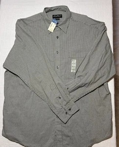 Eddie Bauer Button Up Shirt Mens Large Green Plaid Long Sleeve Lightweight - Picture 1 of 3