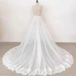 Lace Long Tailed Skirts 4 Layers Tulle Wedding Dress f Detachable Cocktail Skirt - Picture 1 of 7