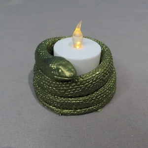 SNAKE Tealight Portacandele Muschio Resina Verde Halloween Gotico Serpente Wicca - Foto 1 di 11
