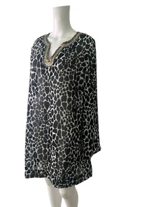 M&S Beachwear Kleid Größe 18 Damen NEU Schwarz Animal Print Coverup EU46 UVP19,50€ - Bild 1 von 12