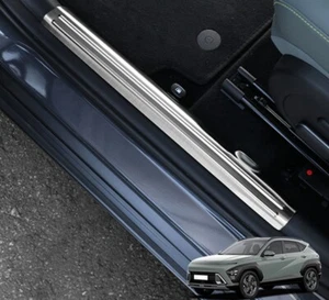 4pcs Silver Stainless Door Sill Scuff Plate Cover Protector for Hyundai Kona SX2 - Picture 1 of 6