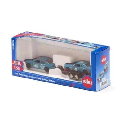 SIKU 2565 DODGE CHARGER CON TRAINO DODGE CHALLENGER SRT RACING SCALA 1/55 200597 - Immagine 1 di 4