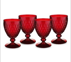 Villeroy & Boch Boston Red 14 Oz Crystal Water/Wine Goblets. Set Of 4 BRAND NEW - Picture 1 of 1