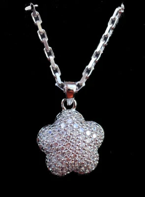 Halskette Blume Weihnachtsgeschenk wertige Zirkonia Kette Damen Modeschmuck Neu - Bild 1 von 3