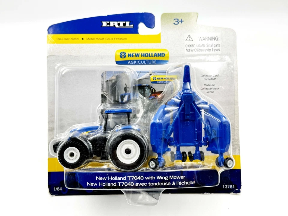 1/64 New Holland T7040 Tractor with Front Wheel Assist and Wing Mower - Image 1 of 1